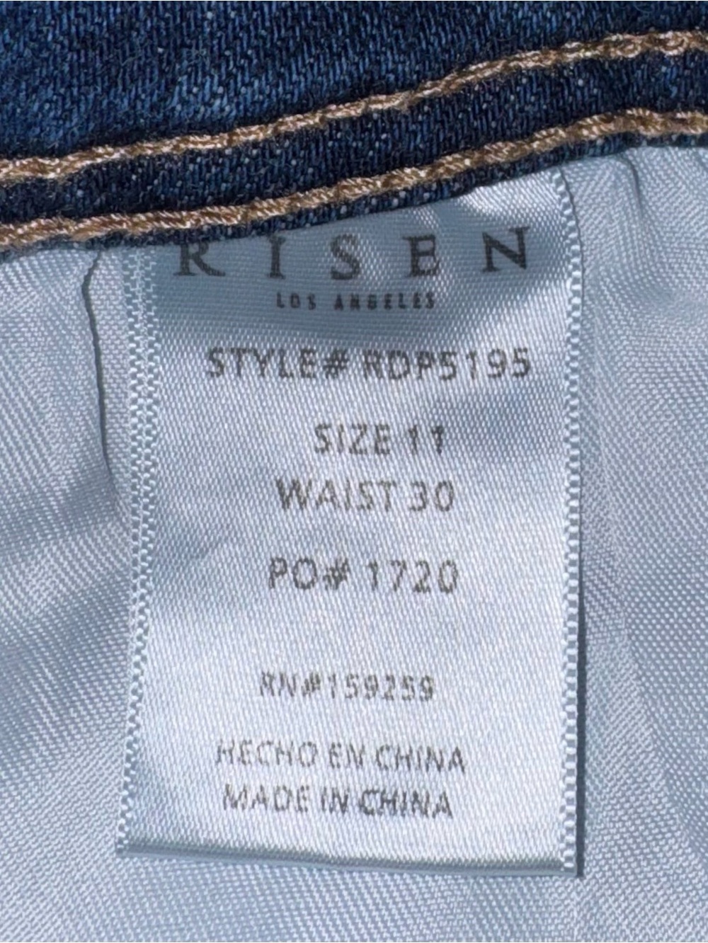 Risen Triple Button High Rise Straight Jeans Distressed RDP5195 - Picture 9 of 10